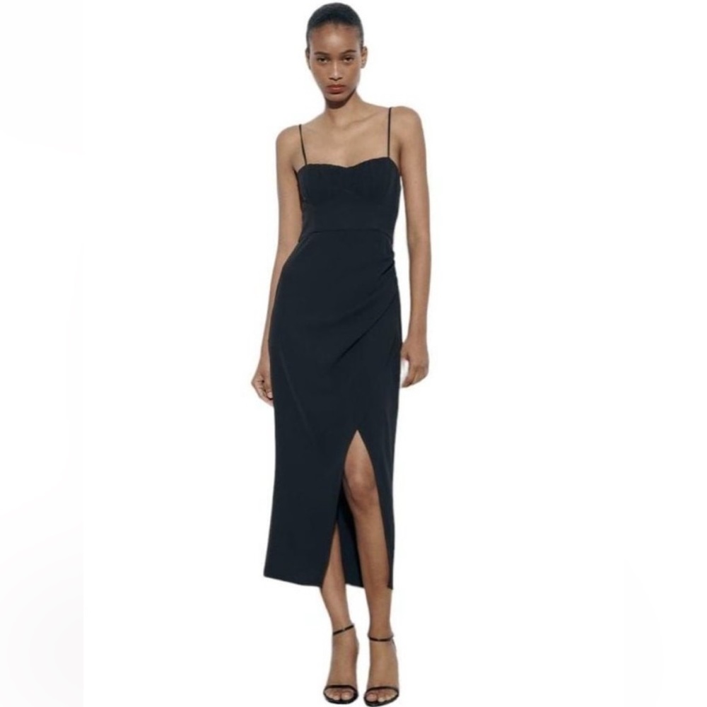 Zara- Midi Corsetry-Inspired Dress - NWT- Small